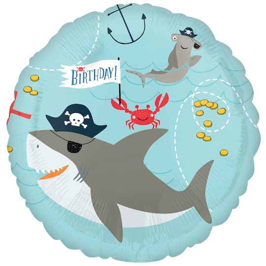 17" Ahoy Birthday Shark Foil Balloon